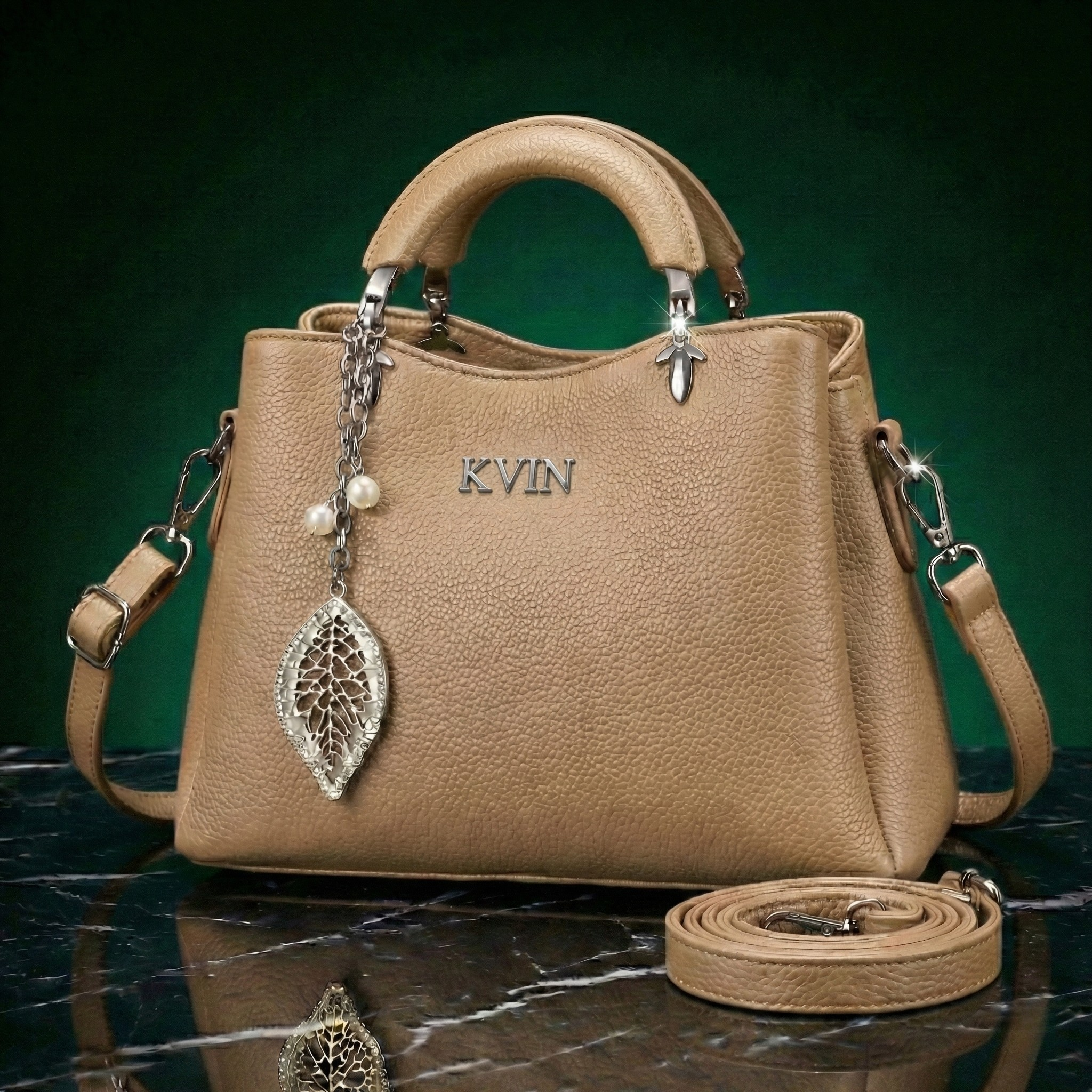 EIRA Earth-Tone Pebbled Leather-Style Tote