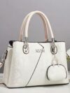 Aria Pristine White Snakeskin Embossed Tote