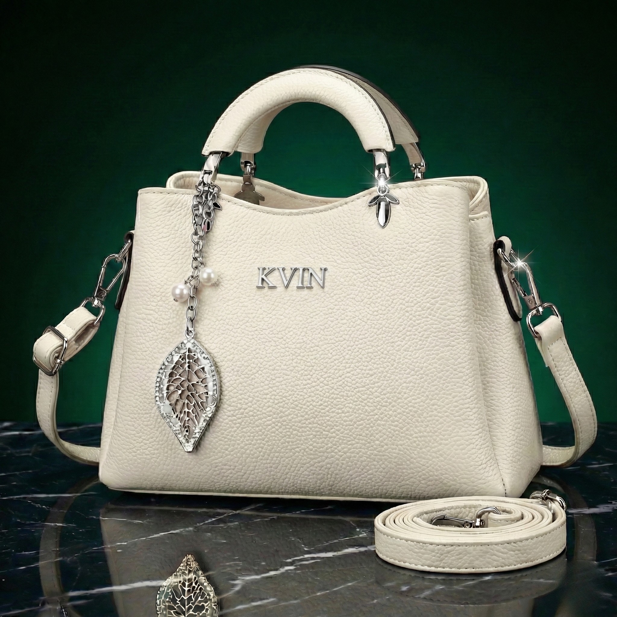 EIRA Ivory Saffiano Textured Handbag