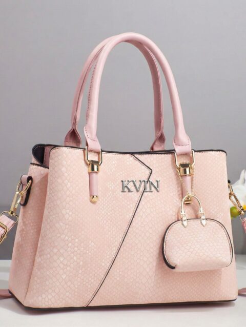Aria Soft Blush Pink Snakeskin Embossed Tote