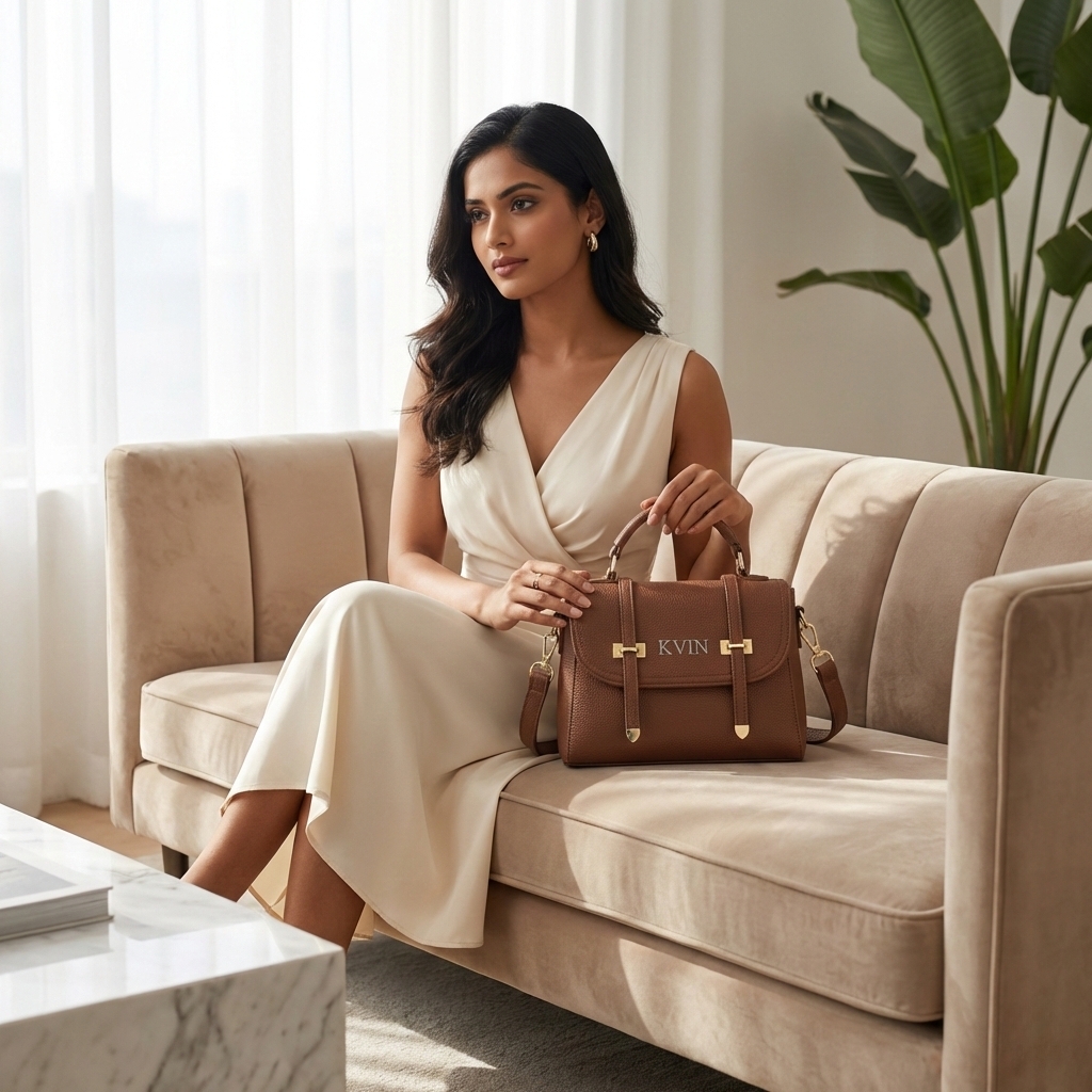 Elora Classic Top-Handle Crossbody Bag – Rich Cognac - Image 2