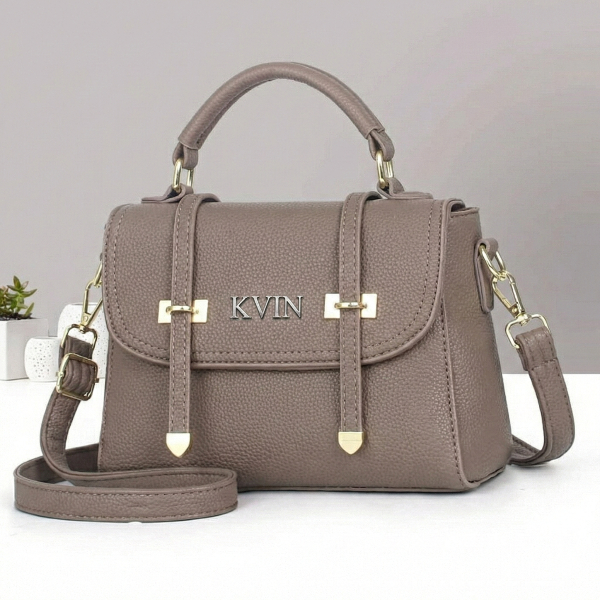 Elora Classic Top-Handle Crossbody Bag – Sophisticated Taupe
