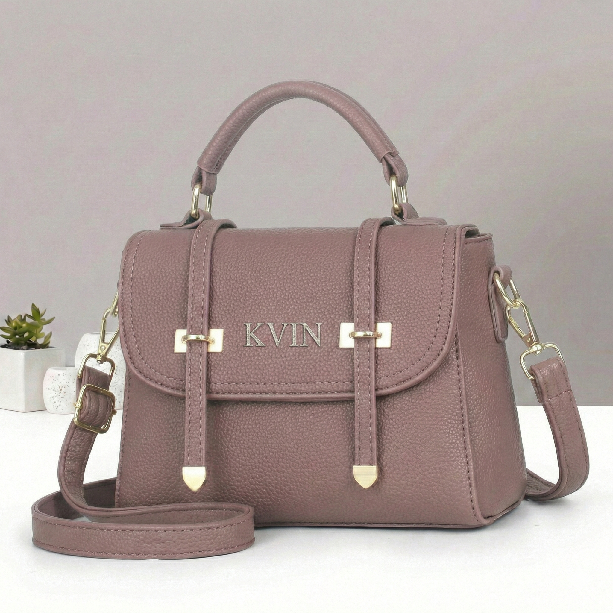 Elora Luxe Top-Handle Crossbody in Dusty Rose