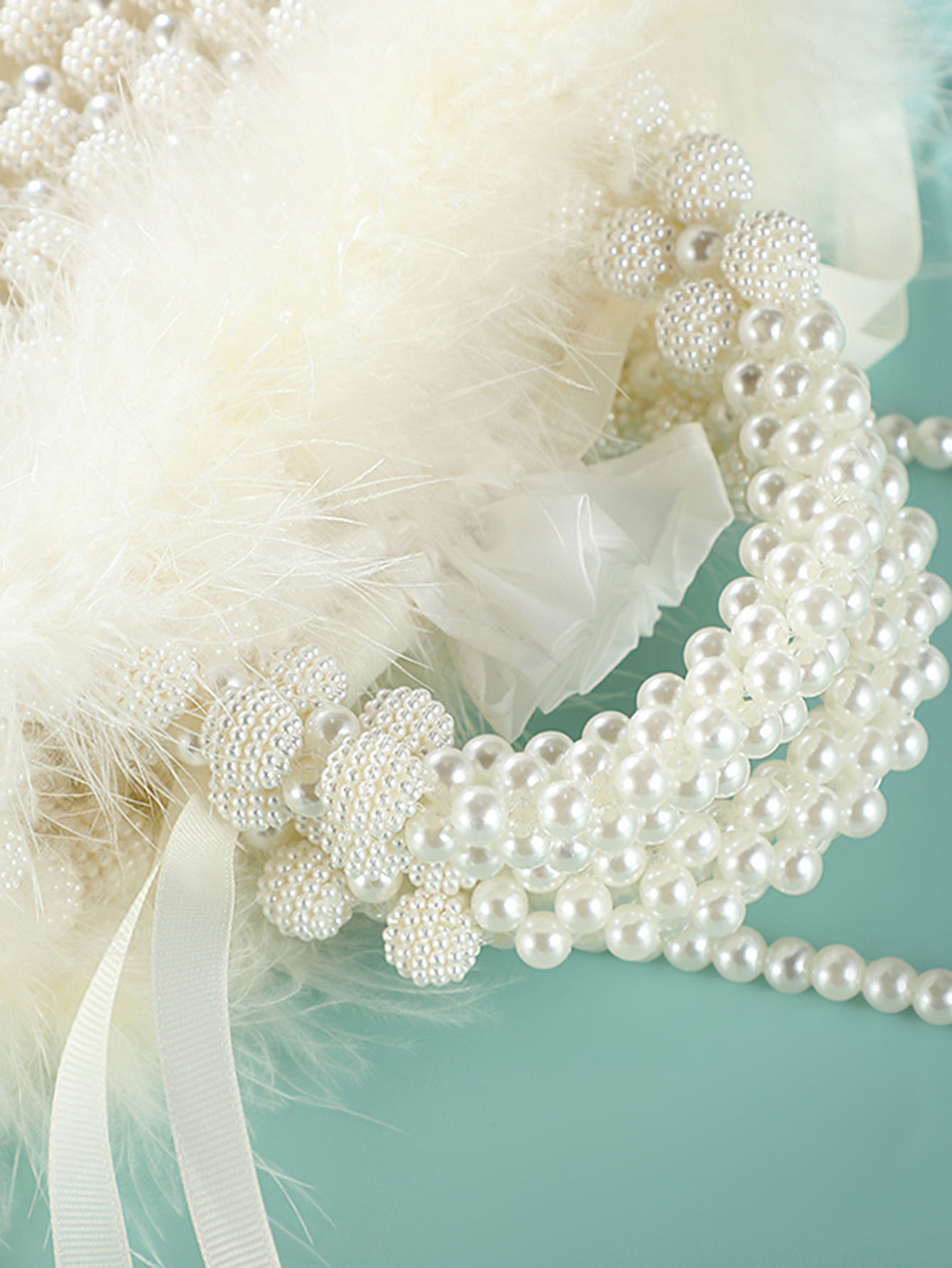 Novia Bridal Luxe Beaded Pearl Evening Clutch – Ivory Pearl - Image 4