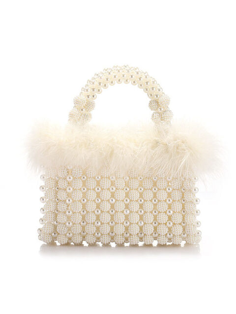 Novia Bridal Luxe Beaded Pearl Evening Clutch – Ivory Pearl