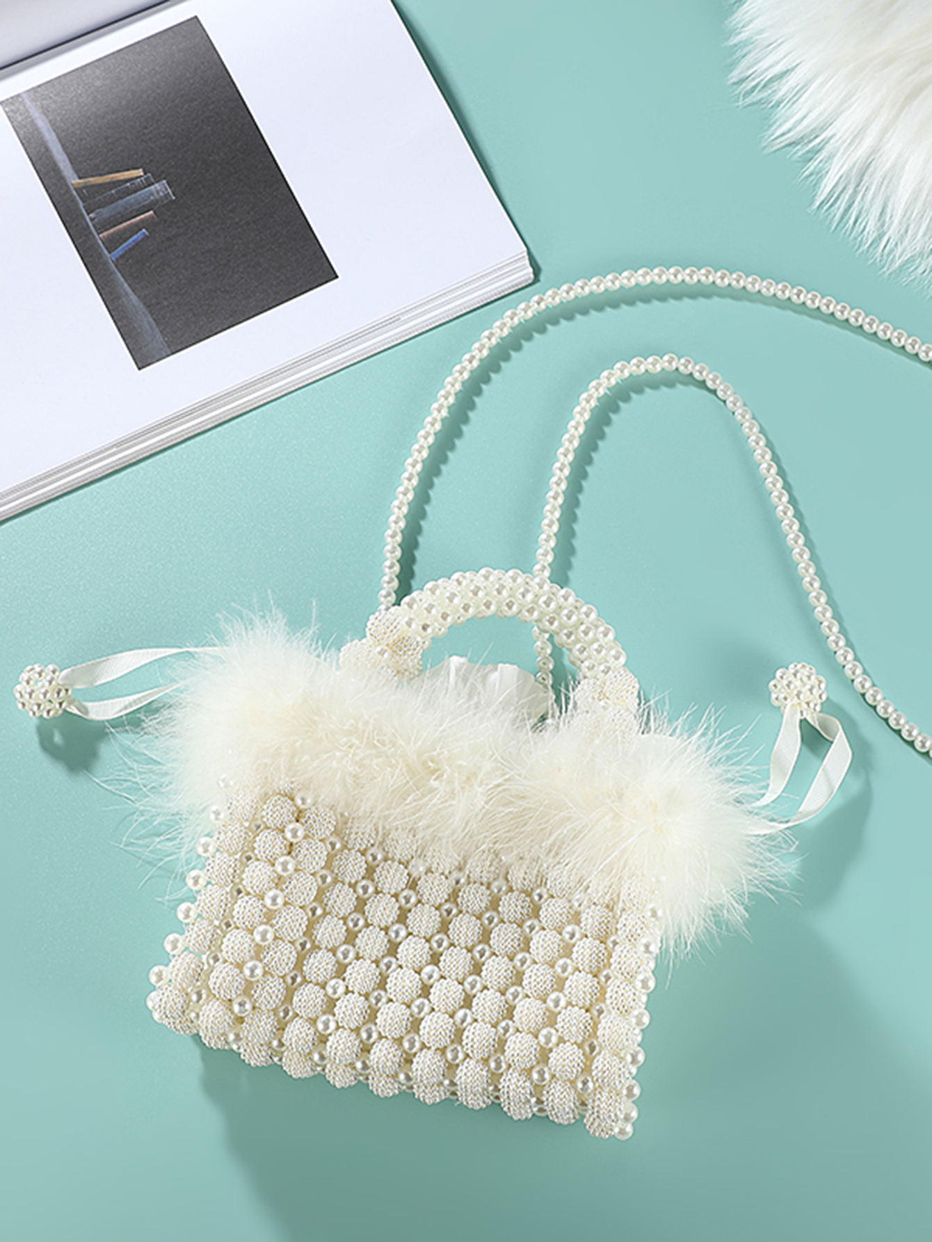 Novia Bridal Luxe Beaded Pearl Evening Clutch – Ivory Pearl - Image 6